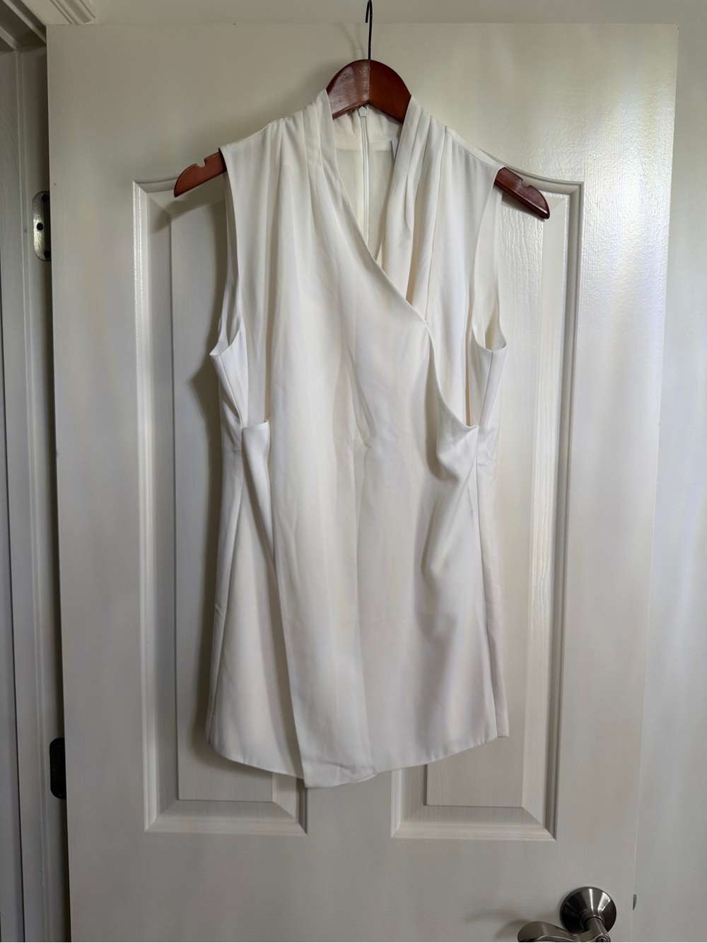 CAbi Sleeveless Draped V-Neck Camisole - White